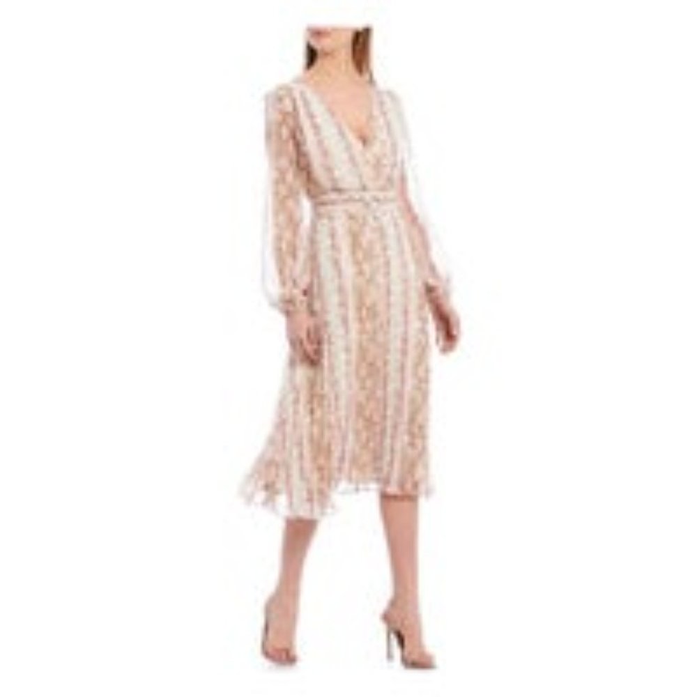 LUCY Paris Leena Snakeskin Print Belted Wrap Dress